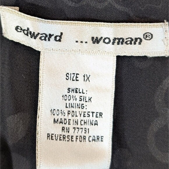 Edward Woman Size 1X 100% Silk Floral Top Flowy Career Bohemian Whimsygoth NEW - Picture 3 of 11